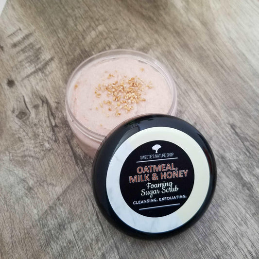 Oatmeal, Milk & Honey Foaming Sugar Scrub - Sweetie's Nature Shop