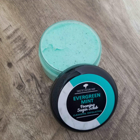 Evergreen Mint Foaming Sugar Scrub - Sweetie's Nature Shop