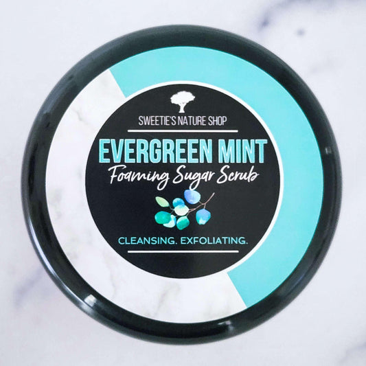 Evergreen Mint Foaming Sugar Scrub - Sweetie's Nature Shop