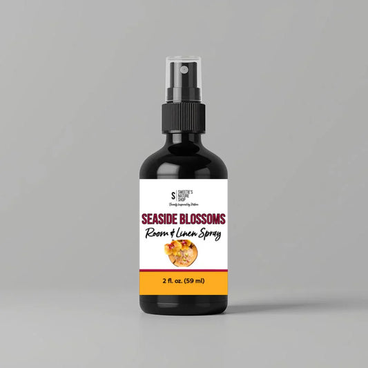 'Seaside Blossoms' room & linen spray on a gray background