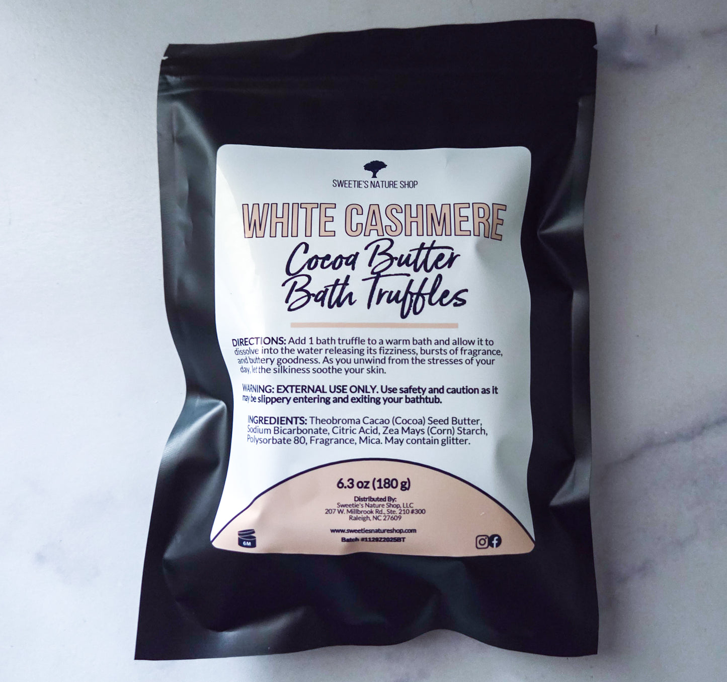 White Cashmere Cocoa Butter Bath Truffles (4-pack)