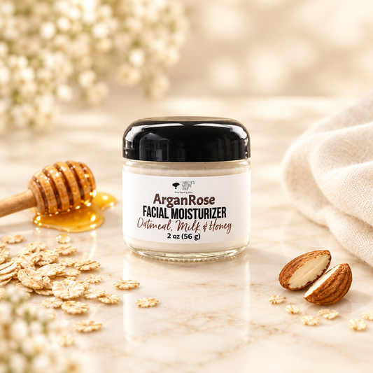 ArganRose Facial Moisturizer - Oatmeal Milk & Honey Background 2