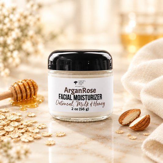 ArganRose Facial Moisturizer - Oatmeal Milk & Honey Background