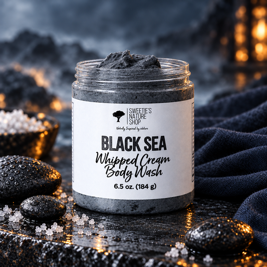 Black Sea Whipped Cream Body Wash - open jar, no lid