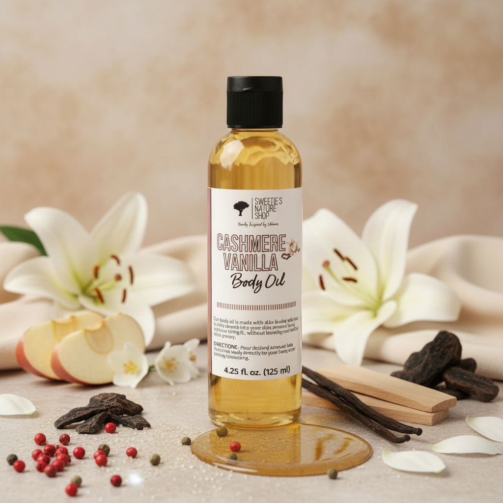 Cashmere Vanilla Body Oil - with oil puddle
