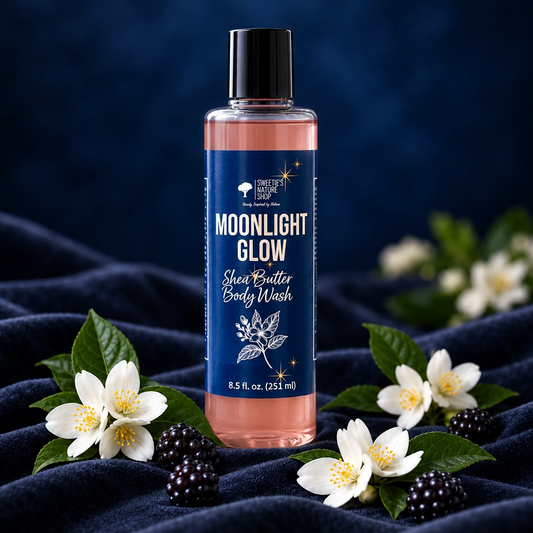 Moonlight Glow Shea Butter Body Wash using the second photo and established background